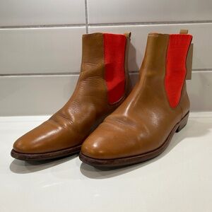 COACH Legacy Collection Lucia Camel Tan Red Chelsea Boots